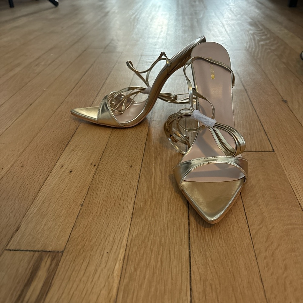 Gold lace up heels